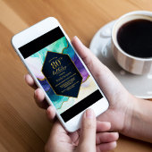 Blue Gold Agate 80. Geburtstagsparty Einladung