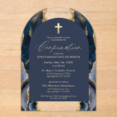 Blue Gold Agate Bestätigung Modernes Elegant Acryleinladungen (Vorderseite)