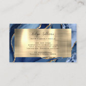 Blue Gold Agate Business Card Visitenkarte (Rückseite)