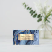 Blue Gold Agate Business Card Visitenkarte (Stehend Vorderseite)