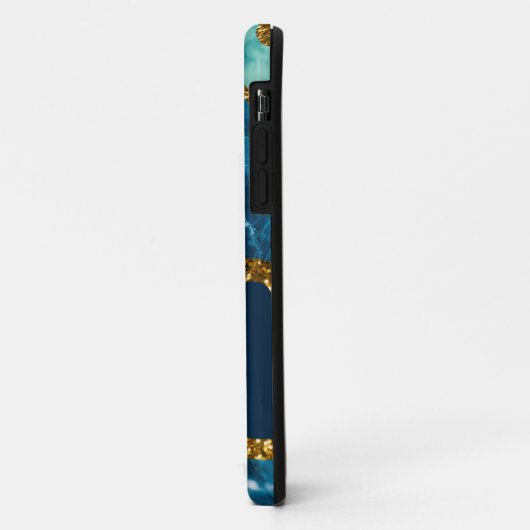 Blue & Gold Agate Geode Case-Mate iPhone Hülle (Hinten/Links)