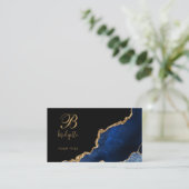 Blue Gold Agate Geode Chic Business Card Visitenkarte (Stehend Vorderseite)