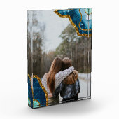 Blue Gold Agate Geode Glitzer BESTE FREUNDIN Famil Fotoblock (Links)