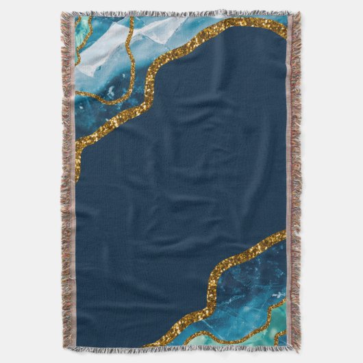 Blue & Gold Agate Geode Glitzer Decke (Vorderseite Vertikal)