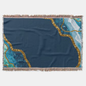 Blue & Gold Agate Geode Glitzer Decke (Vorderseite)