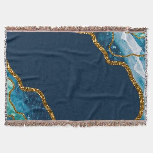 Blue & Gold Agate Geode Glitzer Decke (Vorderseite)