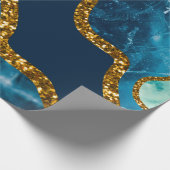 Blue & Gold Agate Geode Glitzer Geschenkpapier (Ecke)