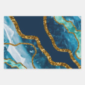 Blue & Gold Agate Geode Glitzer Geschenkpapier Set (Vorderseite 2)