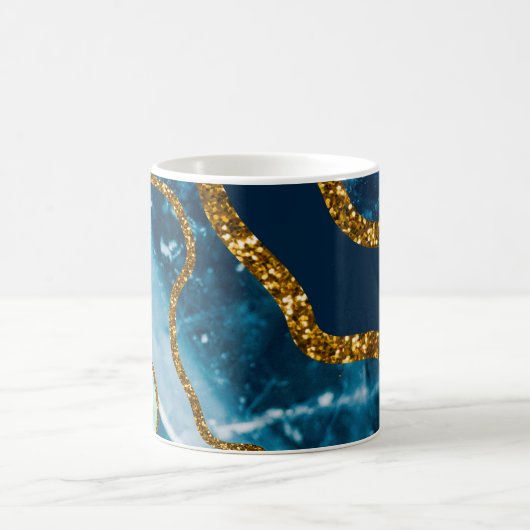 Blue & Gold Agate Geode Glitzer Kaffeetasse (Mittel)