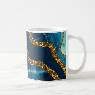 Blue & Gold Agate Geode Glitzer Kaffeetasse