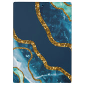 Blue & Gold Agate Geode Glitzer Klemmbrett (Rückseite)