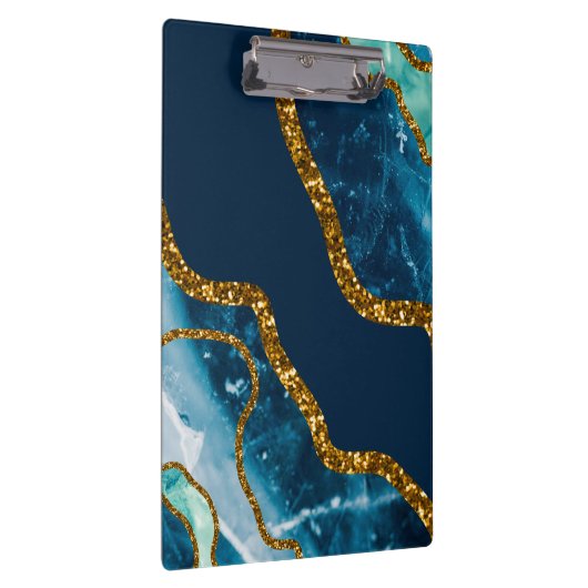 Blue & Gold Agate Geode Glitzer Klemmbrett (Rechts)