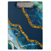 Blue & Gold Agate Geode Glitzer Klemmbrett (Vorderseite)