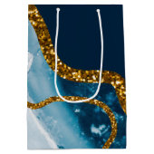 Blue & Gold Agate Geode Glitzer Mittlere Geschenktüte (Rückseite)