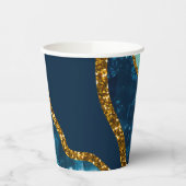 Blue & Gold Agate Geode Glitzer Pappbecher (Links)