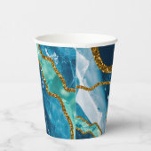 Blue & Gold Agate Geode Glitzer Pappbecher (Rechts)