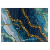 Blue & Gold Agate Geode Glitzer Schneidebrett (Vorderseite)