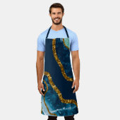 Blue & Gold Agate Geode Glitzer Schürze (Getragen)