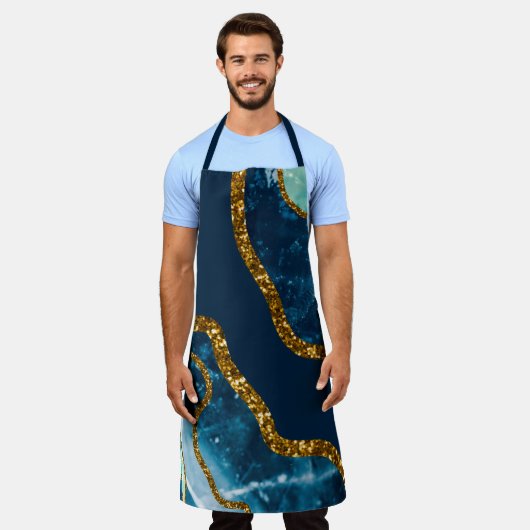 Blue & Gold Agate Geode Glitzer Schürze (Getragen)