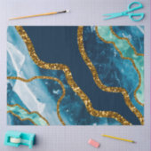 Blue & Gold Agate Geode Glitzer Seidenpapier (Basteln)