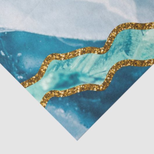 Blue & Gold Agate Geode Glitzer Seidenpapier (Ausschnitt)