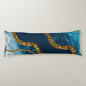 Blue & Gold Agate Geode Glitzer Seitenschläferkissen (Rückseite)