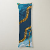 Blue & Gold Agate Geode Glitzer Seitenschläferkissen (Rückseite (Vertikal))