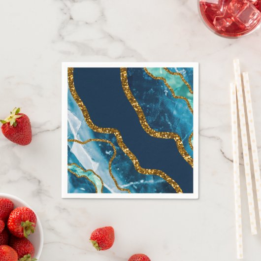 Blue & Gold Agate Geode Glitzer Serviette (Beispiel)