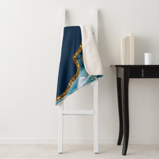 Blue & Gold Agate Geode Glitzer Sherpadecke (Beispiel)