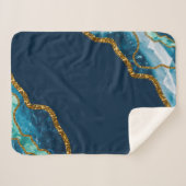 Blue & Gold Agate Geode Glitzer Sherpadecke (Vorderseite (Horizontal))