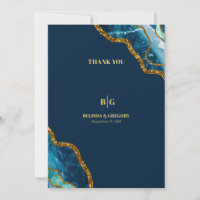 Blue & Gold Agate Geode Glitzer Wedding