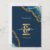 Blue & Gold Agate Geode Glitzer Wedding Dankeskarte (Vorderseite)