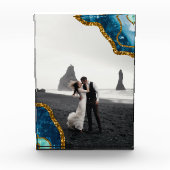 Blue & Gold Agate Geode Glitzer Wedding Foto (Vorderseite)