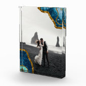 Blue & Gold Agate Geode Glitzer Wedding Foto (Rechts)