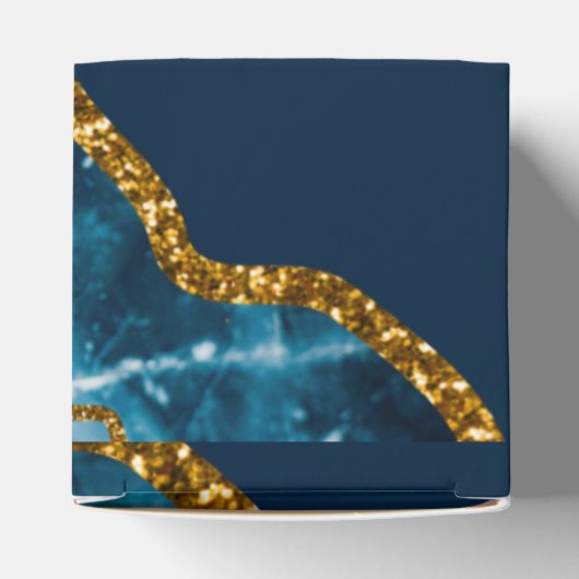 Blue & Gold Agate Geode Glitzer Wedding Geschenkschachtel (Oben)