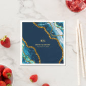 Blue & Gold Agate Geode Glitzer Wedding Serviette (Beispiel)