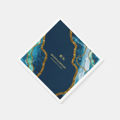 Blue & Gold Agate Geode Glitzer Wedding Serviette (Ecke)