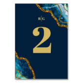 Blue & Gold Agate Geode Glitzer Wedding Tischnummer (Vorderseite)