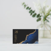 Blue Gold Agate Geode Makeup Artist Business Card Visitenkarte (Stehend Vorderseite)