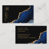 Blue Gold Agate Geode Makeup Artist Business Card Visitenkarte (Vorne/Hinten)