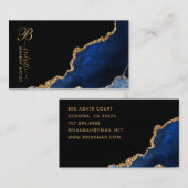 Blue Gold Agate Geode Makeup Artist Business Card Visitenkarte (Vorne/Hinten)