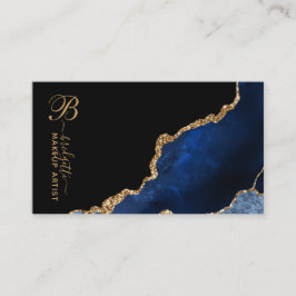 Blue Gold Agate Geode Makeup Artist Business Card Visitenkarte