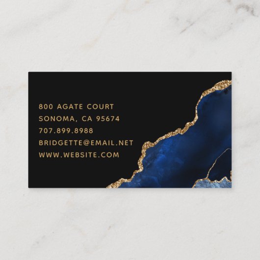 Blue Gold Agate Geode Nail Techniker Visitenkarte (Rückseite)