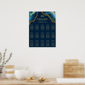 Blue Gold Agate Glitzer Hochzeitssattel Poster (Küche)