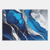 Blue Gold Agate Marble Glitter Abstract Design Geschenkpapier Set (Vorderseite 3)