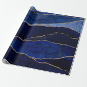 Blue & Gold Agate Modern Glam Minimal Hochzeit Geschenkpapier (Ungerollt)