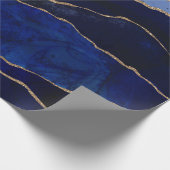 Blue & Gold Agate Modern Glam Minimal Hochzeit Geschenkpapier (Ecke)