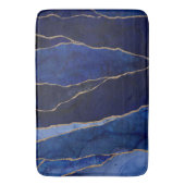 Blue & Gold Agate Modern Glam Minimaler Chic Badematte (Vorderseite Vertikal)