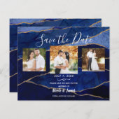 Blue & Gold Agate Moderne Hochzeiten sparen das Da (Vorne/Hinten)