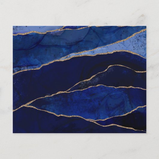 Blue & Gold Agate Moderne Hochzeiten sparen das Da (Rückseite)